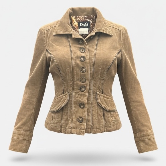 D&G Jackets & Blazers - D&G Dolce & Gabbana Women's Brown Corduroy Button Jacket Extra Small Size 2